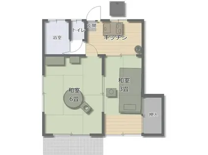 横田荘(2K/1階)の間取り写真