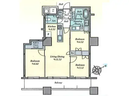 ザ・パークハウス西新宿タワー60(3LDK/28階)の間取り写真