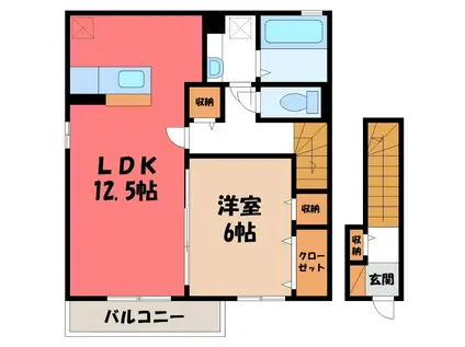フリージアY(1LDK/2階)の間取り写真