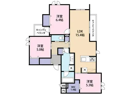 グラース等々力(3LDK/3階)の間取り写真