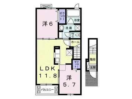 フォレヴーシュ加納(2LDK/2階)の間取り写真