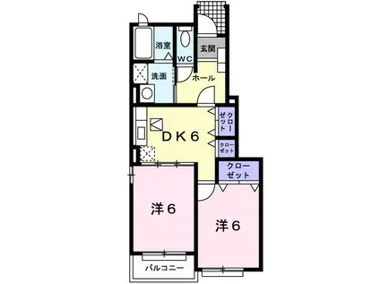 シャトーグラース壱番館(2DK/1階)の間取り写真