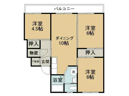 グランメール向陽 01(3DK/1階)の間取り写真