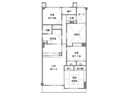ガーデンヒル苦楽園(3LDK/2階)の間取り写真