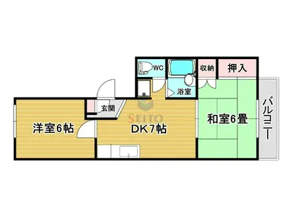 エクレール豊中(2DK/2階)の間取り写真