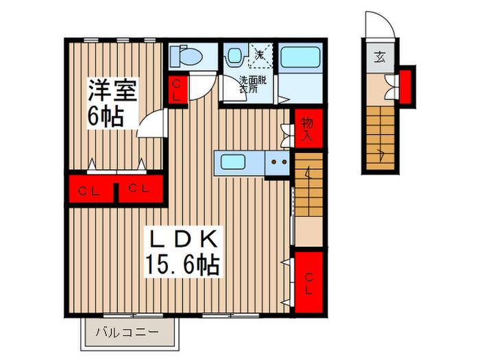 アーバンメゾンA&W(1LDK/2階)の間取り写真