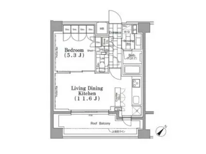 ONE ROOF FLAT TSUKISHIMAワンルーフフラット月島(1LDK/7階)の間取り写真