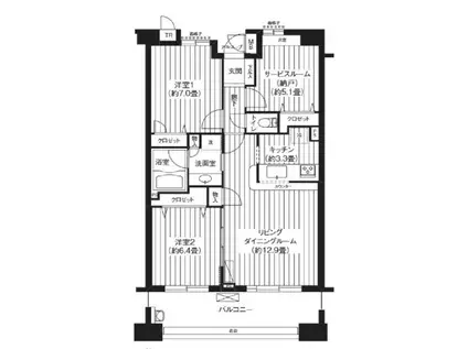 パークビューステージ(2SLDK/10階)の間取り写真
