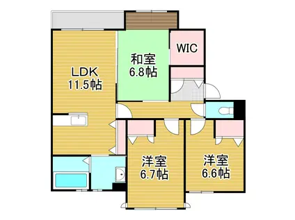 ロアーブル参番館(3LDK/1階)の間取り写真