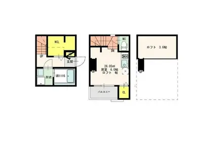 GRANDCHARIOT(ワンルーム/1階)の間取り写真