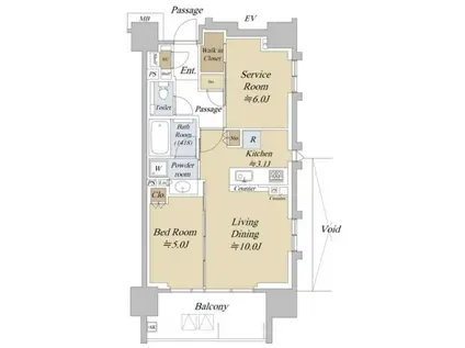 アクシルコート早稲田(1SLDK/8階)の間取り写真