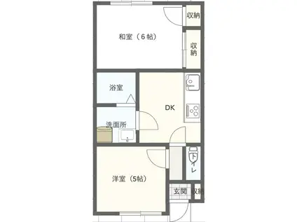 リヴォーレ鶴水(2DK/3階)の間取り写真