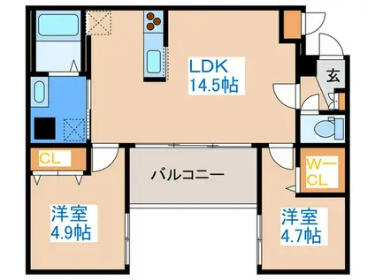 パーク琴似館(2LDK/3階)の間取り写真