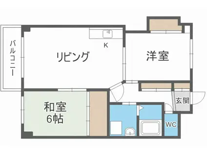 清田サンハイム羊ヶ丘通(2LDK/2階)の間取り写真