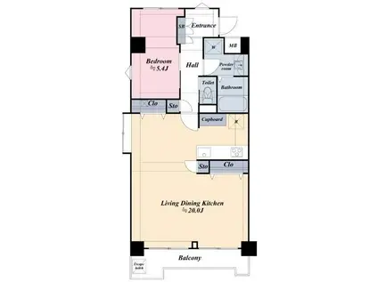 日本橋グリーンハイツ(1LDK/11階)の間取り写真