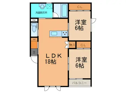 TOWNヒルズ193(2LDK/3階)の間取り写真