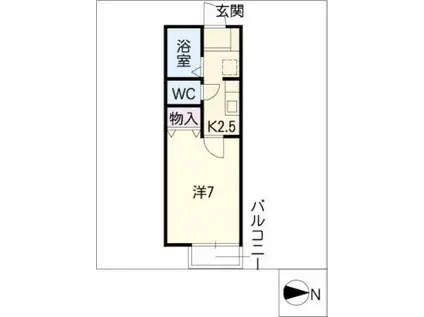 レ ドゥーズ シャンブル(1K/1階)の間取り写真