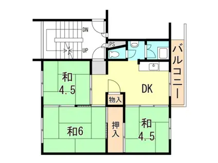 伊川谷2号棟(3DK/1階)の間取り写真