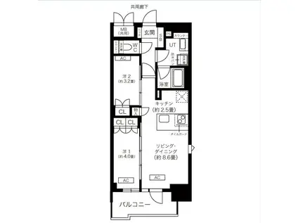 K-COURT谷町四丁目(2LDK/14階)の間取り写真