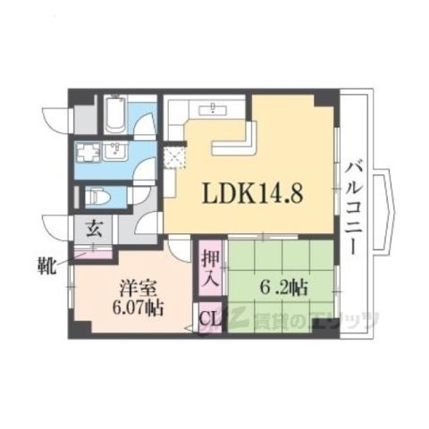 GREENRESIDENCE長浜(2LDK/6階)の間取り写真