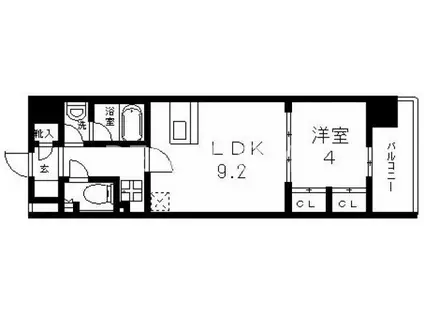 VERTEX(1LDK/9階)の間取り写真