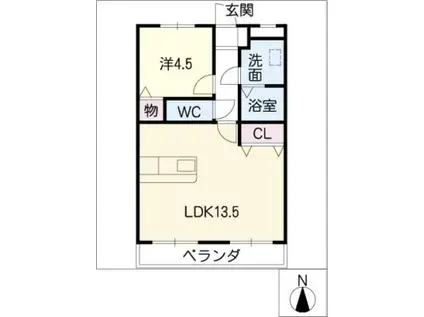 ヴェルファーレ可児(1LDK/4階)の間取り写真