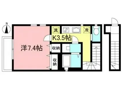 京王線 千歳烏山駅 徒歩12分 2階建 築17年(1K/2階)の間取り写真