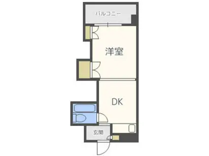 ノースタウンハウス(1DK/9階)の間取り写真