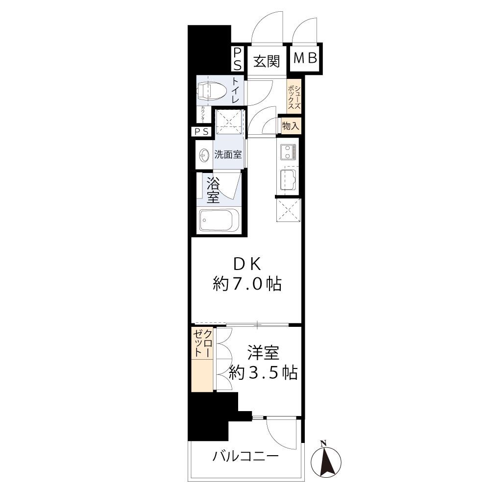 K-COURT谷町四丁目(1DK/2階)の間取り写真