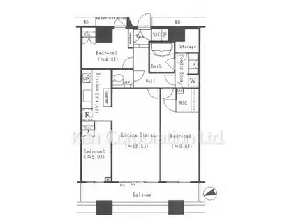 芝浦アイランド グローヴタワー(3LDK/44階)の間取り写真