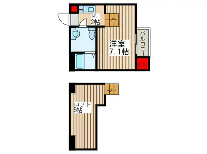 アンビエンテ千葉イースト館(1K/2階)の間取り写真