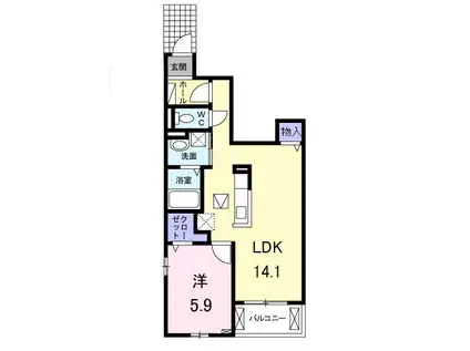 モデナポートI(1LDK/1階)の間取り写真