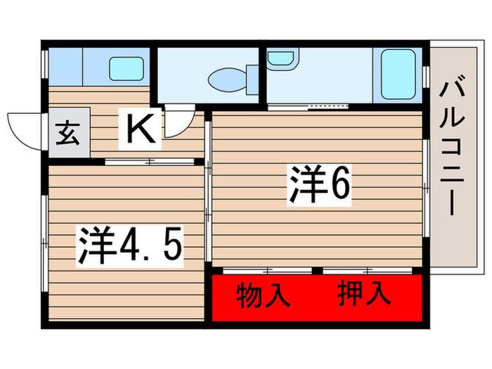 ビレッジハウス 小中台 1号棟(2K/4階)の間取り写真