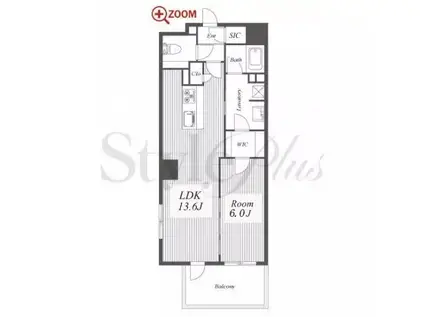 ロイヤルパークスERささしま(1LDK/4階)の間取り写真