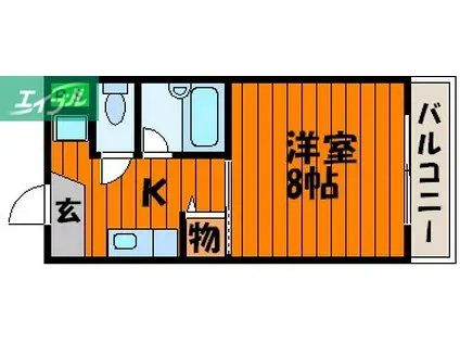 ビッグスカイ(1K/2階)の間取り写真