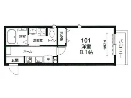 ラシーネ赤塚(1K/2階)の間取り写真