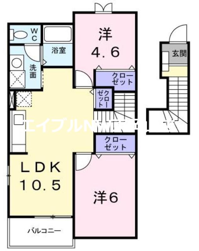 エトワールA(2LDK/2階)の間取り写真
