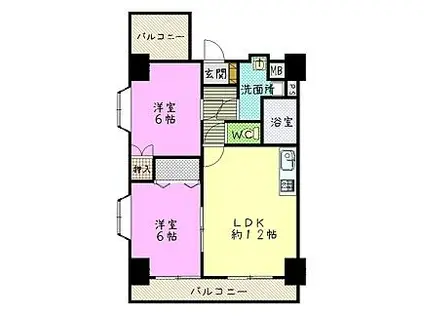 ウエストコート(2LDK/2階)の間取り写真