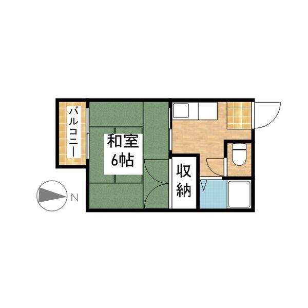 ロイヤル足立(1K/2階)の間取り写真