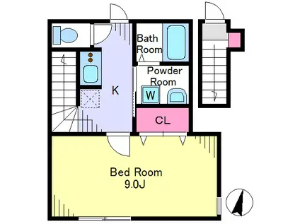 フィオーレ成城(1K/2階)の間取り写真