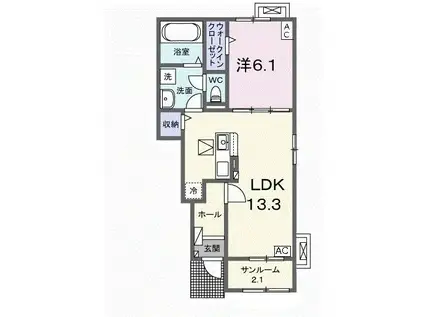 ベルファミーユ VIII(1LDK/1階)の間取り写真