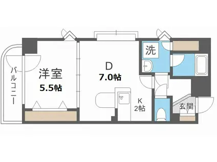ノースパレス南郷通(1LDK/4階)の間取り写真