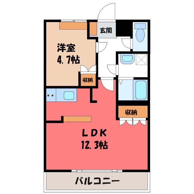 ＪＲ両毛線 国定駅 徒歩28分 2階建 築18年(1LDK/2階)の間取り写真