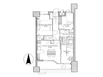 LANAI TOWN RENAISSANCE GRAND HIGHRI(3LDK/6階)の間取り写真
