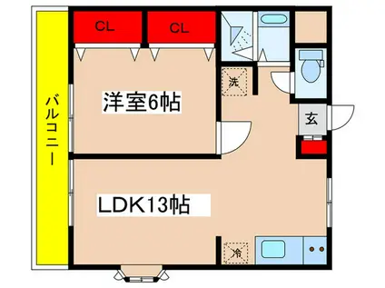 ガーデン平尾PART1(1LDK/3階)の間取り写真