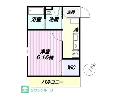 ウエストガーデン越谷恩間(1K/2階)の間取り写真