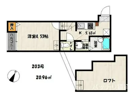 ビアンコリーナ(1SK/1階)の間取り写真