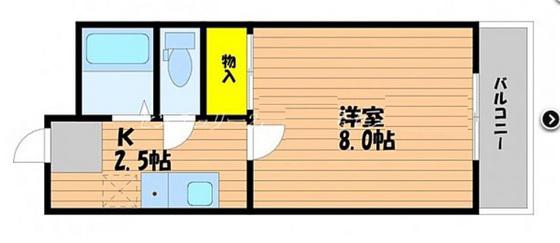 アメニティ西古松(1K/2階)の間取り写真