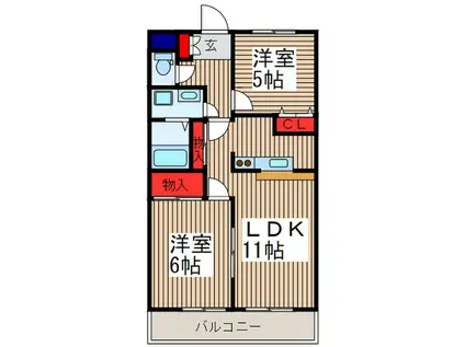 エクセレンス戸田公園(2LDK/1階)の間取り写真