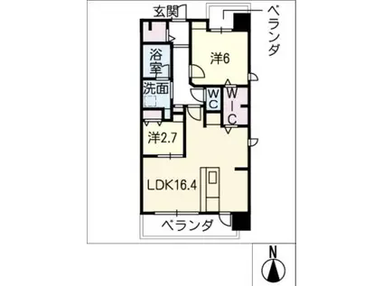 RADIANT FUJIGAOKA(2LDK/6階)の間取り写真